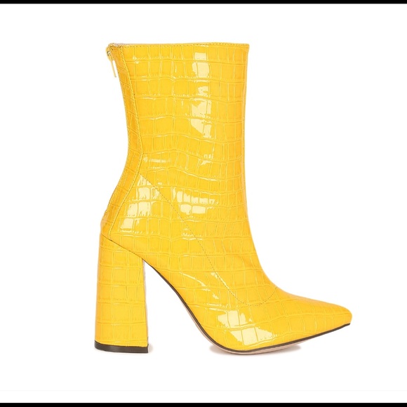 Chase + Chloe Shoes - ⭐️ Women Crocodile Patent Pointy Toe Chunky Boots Chase + Chloe Shoes - ⭐️ Women Crocodile Patent Pointy Toe Chunky Boots